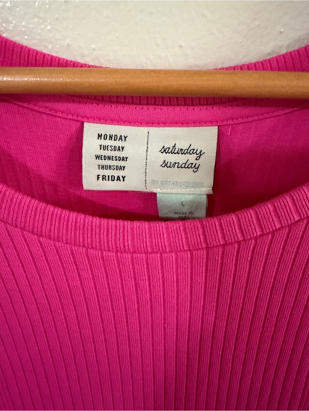 Saturday/Sunday NWT Ribbed Hot Pink Pima Cotton Midi Dress - Picture 4 of 10